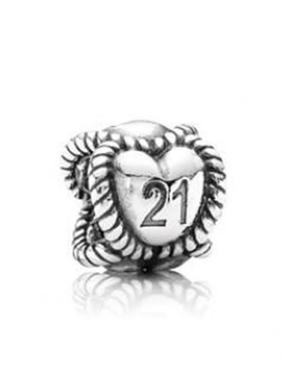 Pandora 21st Birthday Milestone Row of Hearts Charm, 925